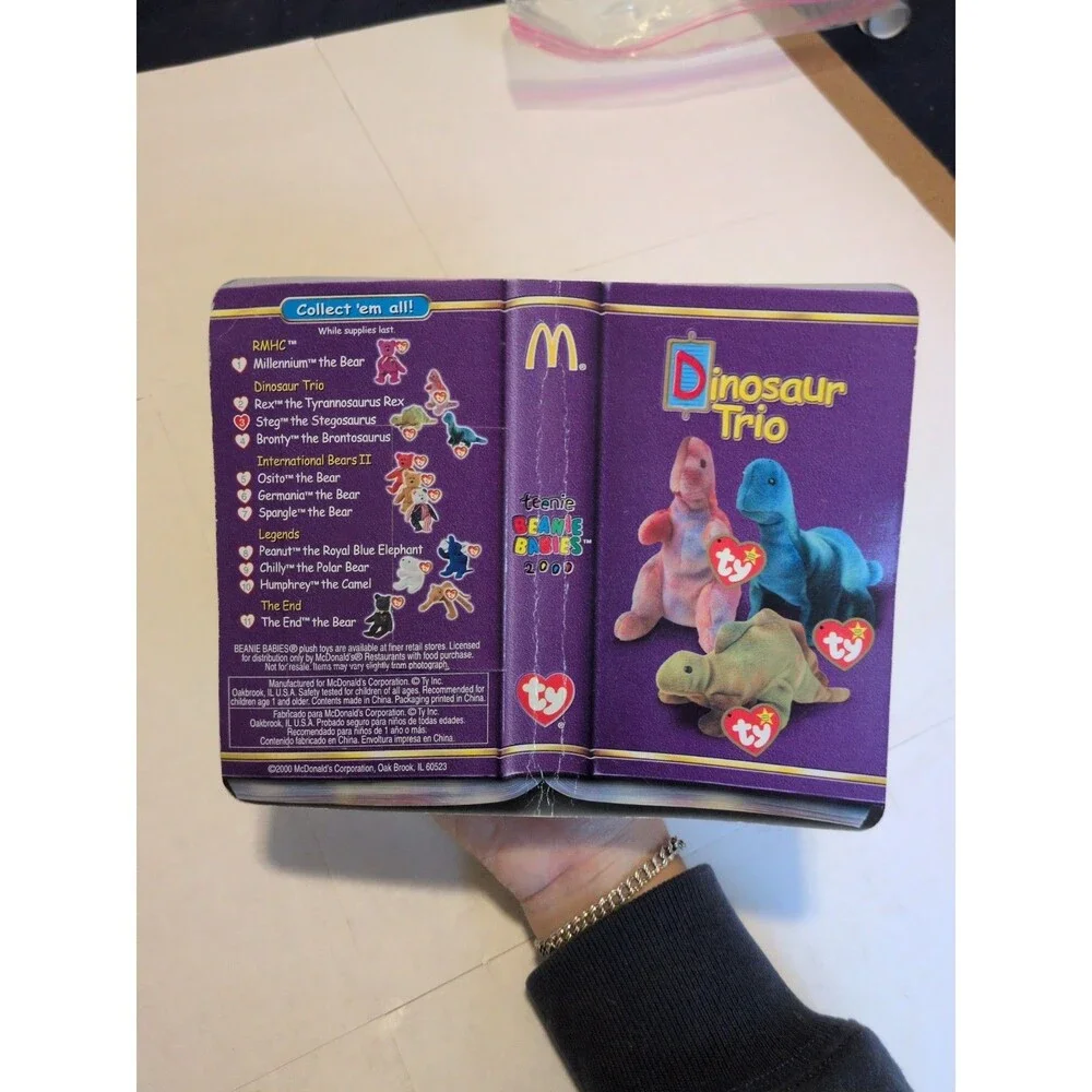 1995 McDonald's Plush Beanie Baby Steg For Collecting Dinosaur Trio